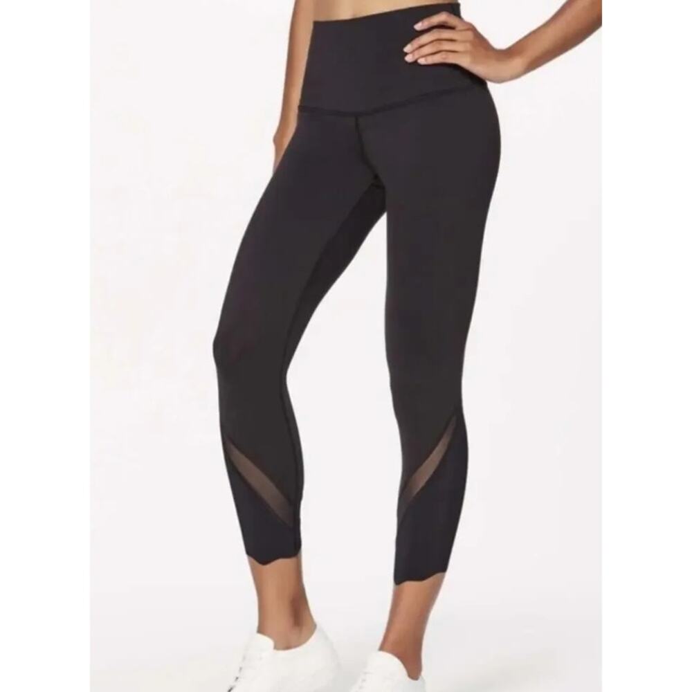 Sz 4 Lululemon Wunder Under Crop II Scallop Leggings Special Edition Athleisure